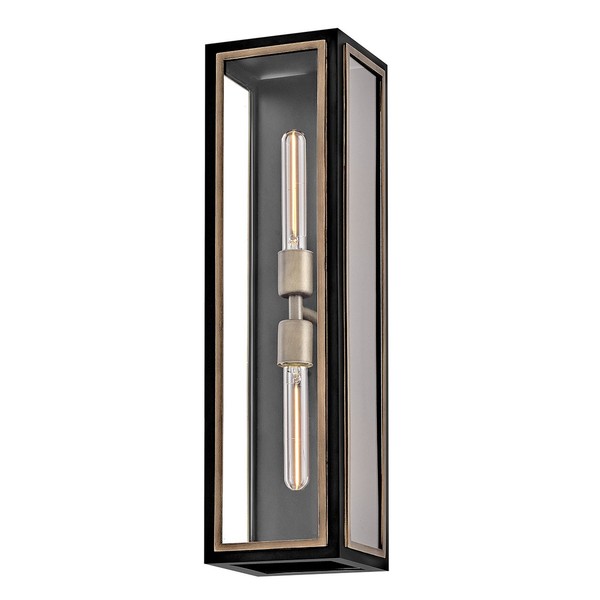 Wandleuchte AußEn Eckig Glas 61 Cm In Schwarz Bronze Antik Alu Glas E27 IP44-image