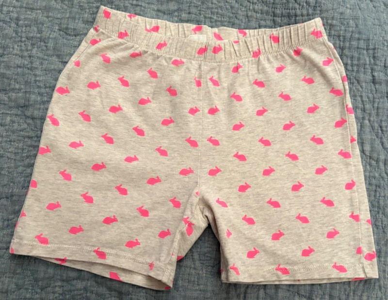 GapKids Girls 12 Bike Shorts Oatmeal with neon pink bunnies