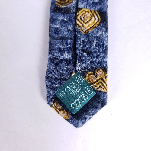Bolgheri Necktie Mens 100% Silk Blue Tones Geometric Made In Italy image 3