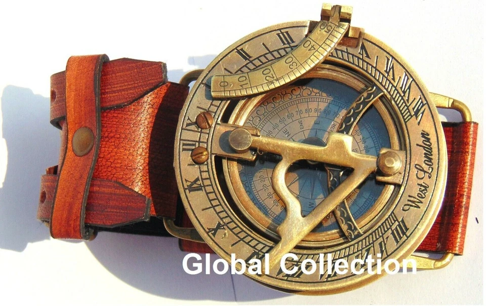 Reloj Náutico Steampunk Estilo Reloj de Sol Brújula / Brújula Reloj de Sol Muñeca Vintage Foto 3 de 4