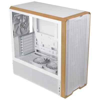 Lian Li LANCOOL 217 Genuine Walnut Wood LAN217W Mid-Tower ATX Case White NEW