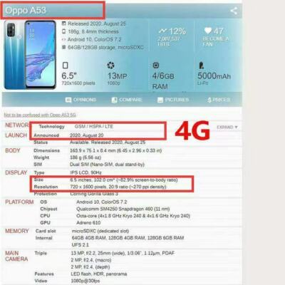 OEM LCD Display Touch Screen Digitizer For OPPO A53/A53s 4G 2020