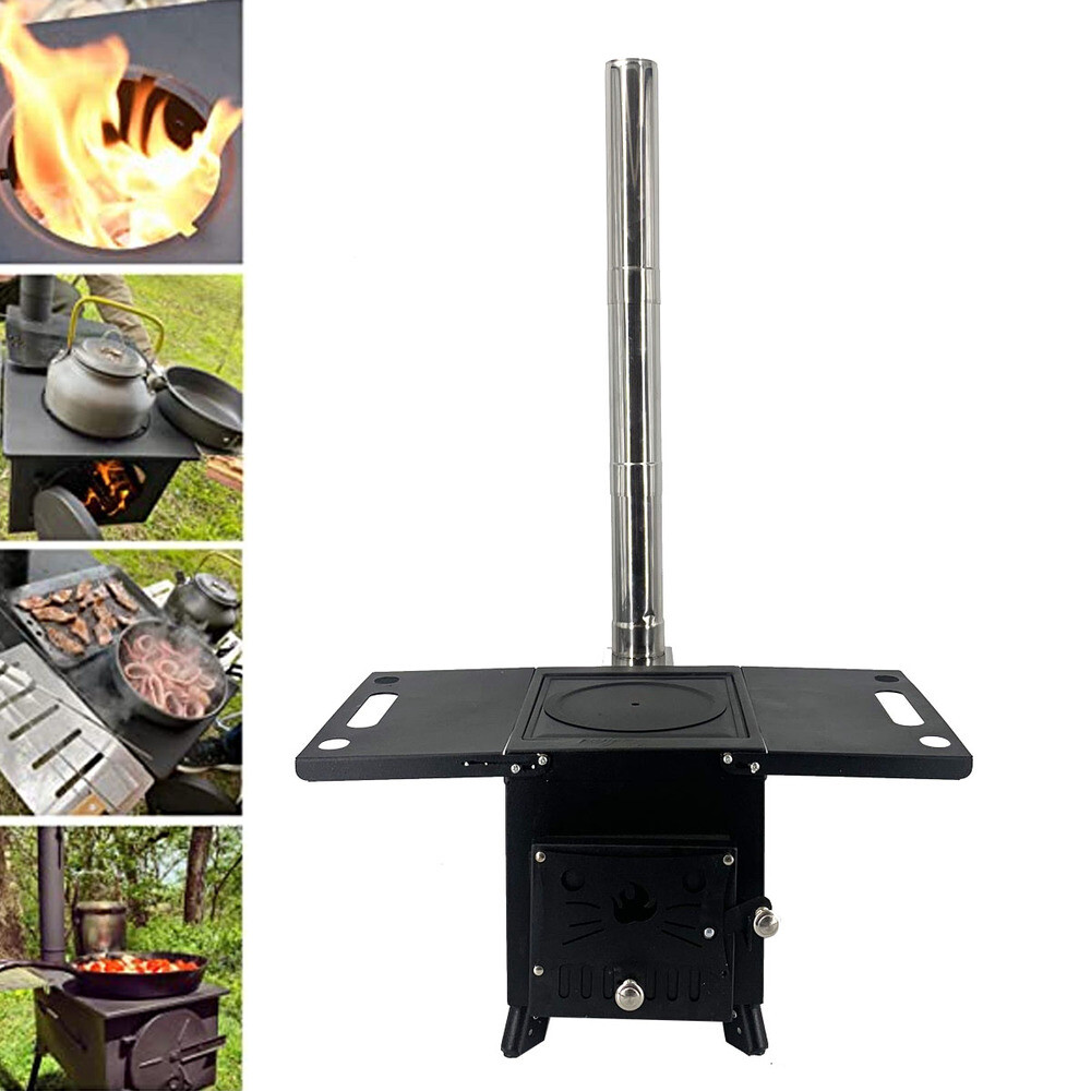 NEU Outdoor Holzofen Tragbarer Campingkocher mit Rohren zum Kochen im