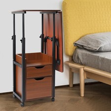 Overbed Laptop Table Desk Bed Table Folding Overbed Writing Table  Wheel Drawer