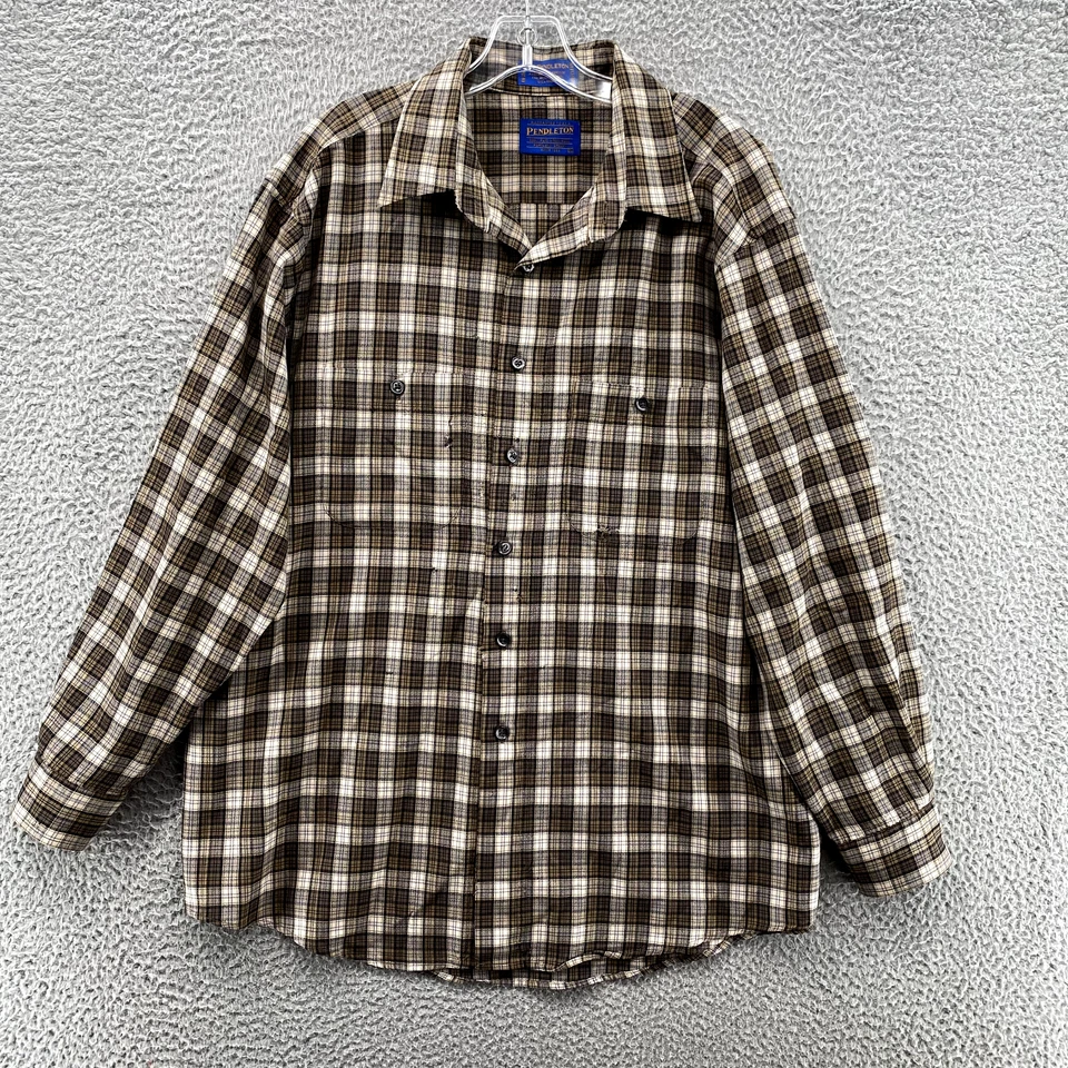 Sir Pendleton Shirt Men's XL Brown Plaid Wool Outdoor Workwear Academia Grunge - Image 2 of 4