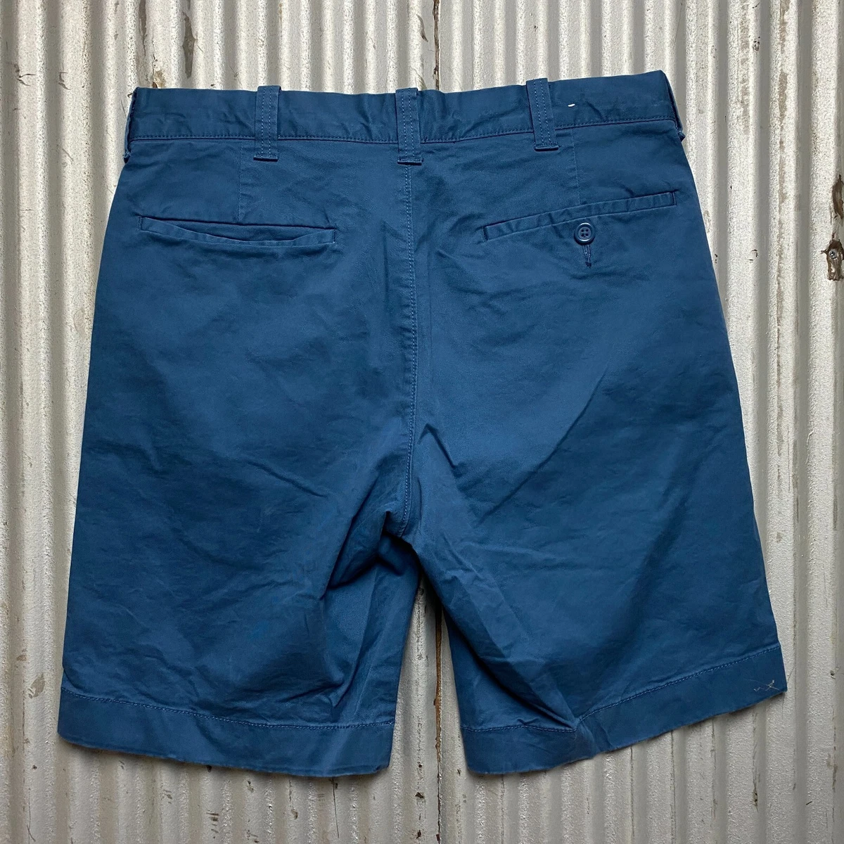 J Crew Flex Chino Shorts Mens 30 Blue Cotton Stretch Khaki Zip Fly