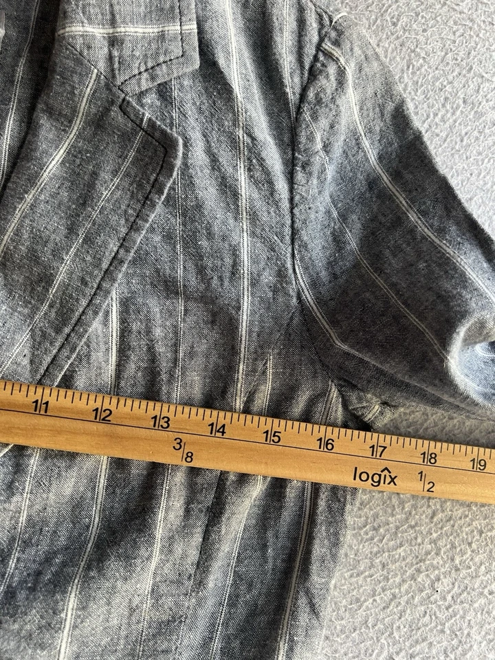 American Eagle Sport Coat Womens Small Blue White Striped Linen Blend NWT - Imagem 4 de 4