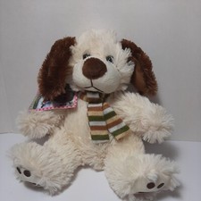 MS Teddy Bear Inc. BEIGE AND BROWN SHAGGY PUPPY DOG Stuffed Animal PLUSH TOY