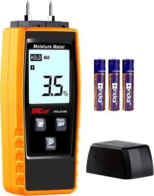 Wood Moisture Meter, Moisture Meter for Logs/Firewood/Walls/Floors, XRCLIF Damp