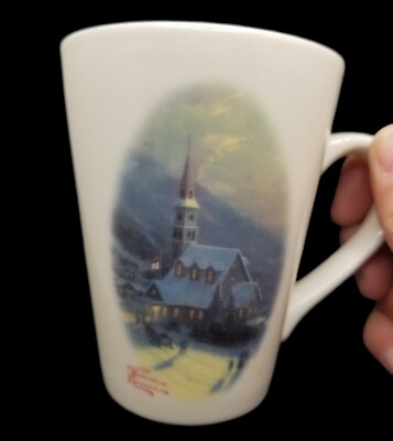 Thomas Kinkade Coffee Cup Mug Painter of Light Moonlit Village 8 oz 1989 Teacup 