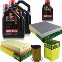 10L Inspektionspaket Set Motul 8100 X-Clean+ 5W-30 MotoröL MANN-FILTER 11383955