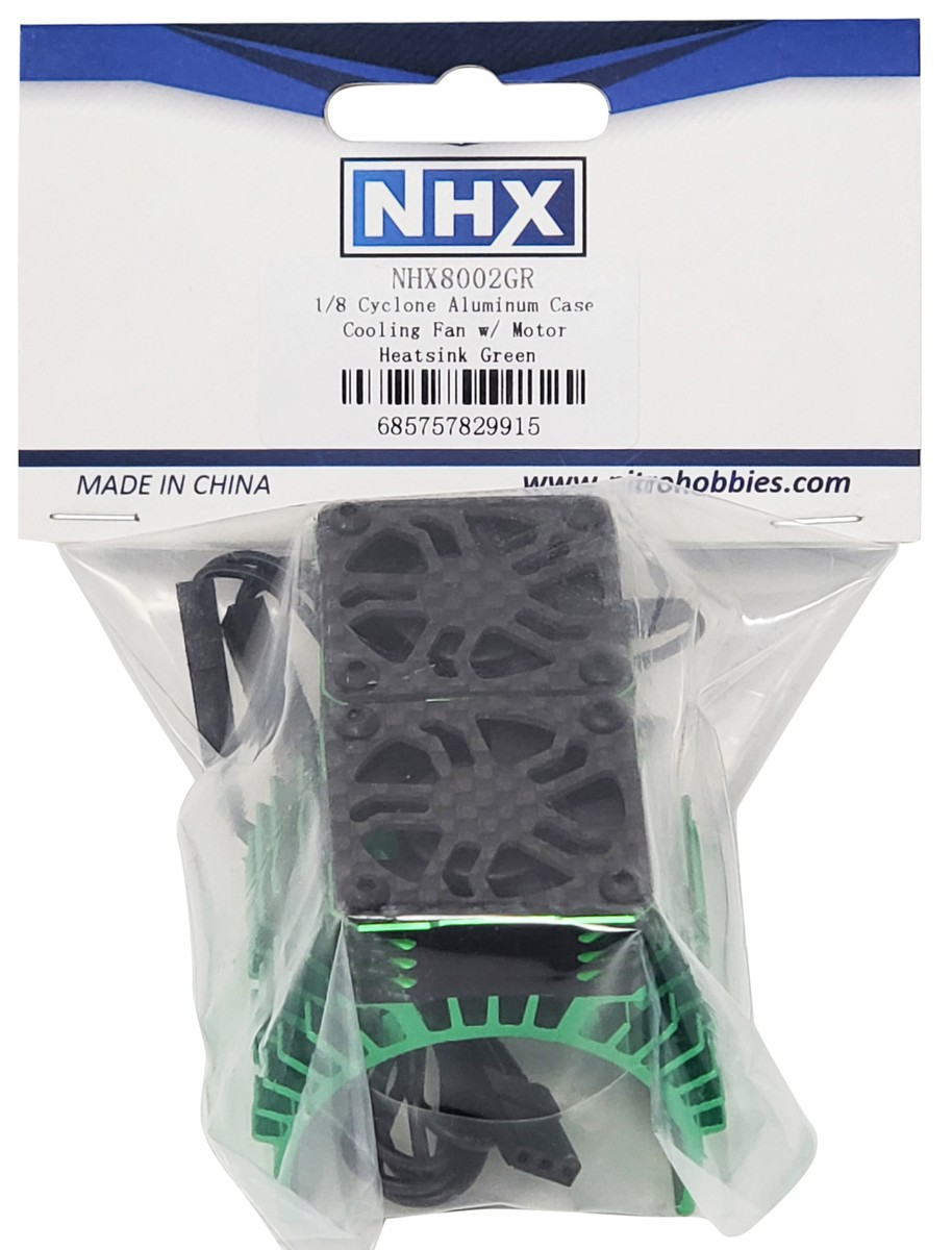 NHX 1/8 Scale RC Motor Cooling Fan Cover – Twin Cyclone Aluminum, 28,000 RPM, HV, Silver (NHX8002SI) 1 thumbnail image