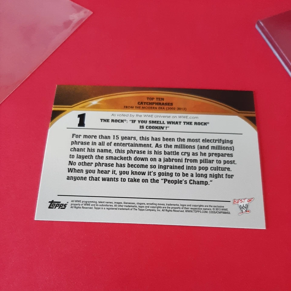 2013 TOPPS BEST OF WWE #1 THE ROCK Catchphrases /10 GOLD SSP! - Image 3 of 3