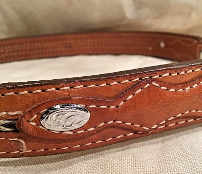 VINTAGE CIRCLE Y YOAKUM TX WESTERN BELT W BRAIDED HORSE HAIR  display picture 2