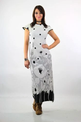 Vestido boho vintage años 70 cottagecore estampado floral vestido pradera Foto 2 de 4