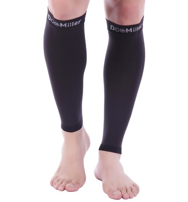 Doc Miller Calf Compression Sleeve 1 Pair 15-20 mmHg Varicose Veins BLACK