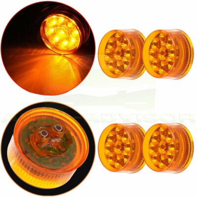 4X Round Side Marker Light Bulb For Truck Trailer  2'' 9LED Clearance Marker Lamp