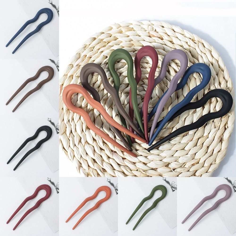 Wavy U Shaped Hairpin Colorful Hair Pin Hair Stick  Hairstyle Accessory