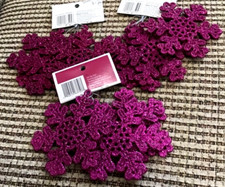 CHRISTMAS ORNAMENTS SNOWFLAKES GLITTERED PINK  12  NWT