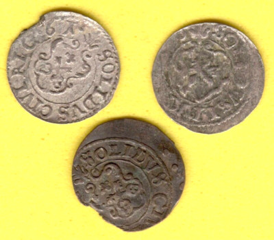 Riga Wenden Schilling ca 1485 Latvia Lot of 3 Coins 5096