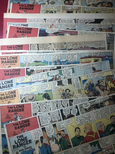 THE LONE RANGER Newspaper Comic Lot x14 Weekly Comic Strips 1940’s-50’s ...