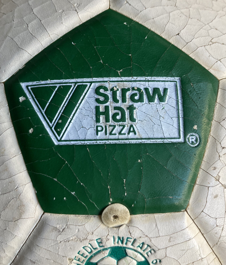 RARE 70’s 80’s Straw Hat Pizza Green White Promotional Advertising