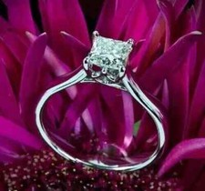 2Ct Princess-Cut Lab Created Solitaire Engagement Ring 14K White Gold Plated