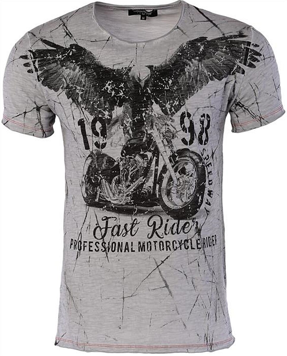 ALTRA Nuovissimo! T shirt di design di CARISMA in grigio con stampa Bike and Eagle CRM4479