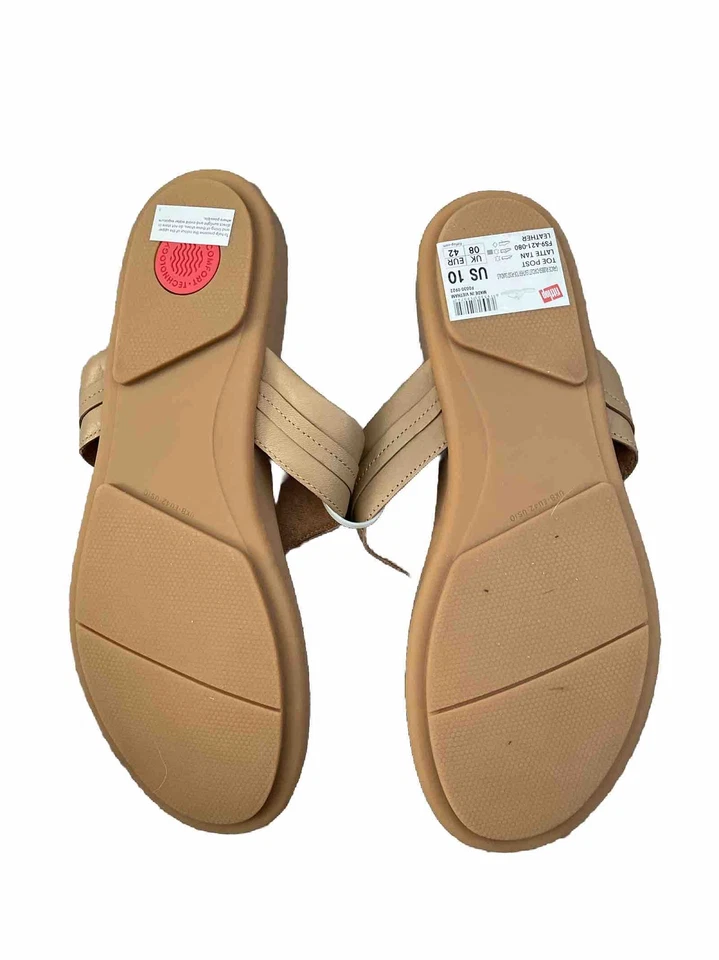 Nuevas Sandalias FitFlop GRACIE CIRCLET Cuero Puntera Chanclas Talla 10 42 LATTE Foto 4 de 4