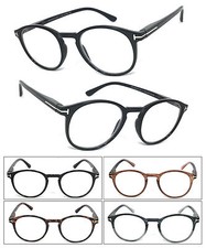 1 or 3 Pair s Round Clear Lens Reader Reading Glasses Metal Accents