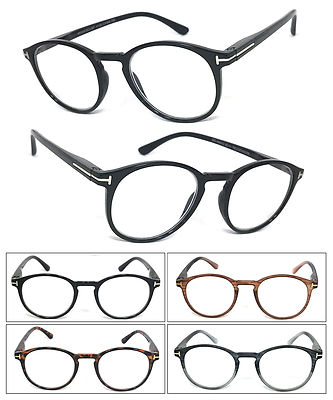 1 or 3 Pair(s) Round Clear Lens Reader Reading Glasses Metal Accents