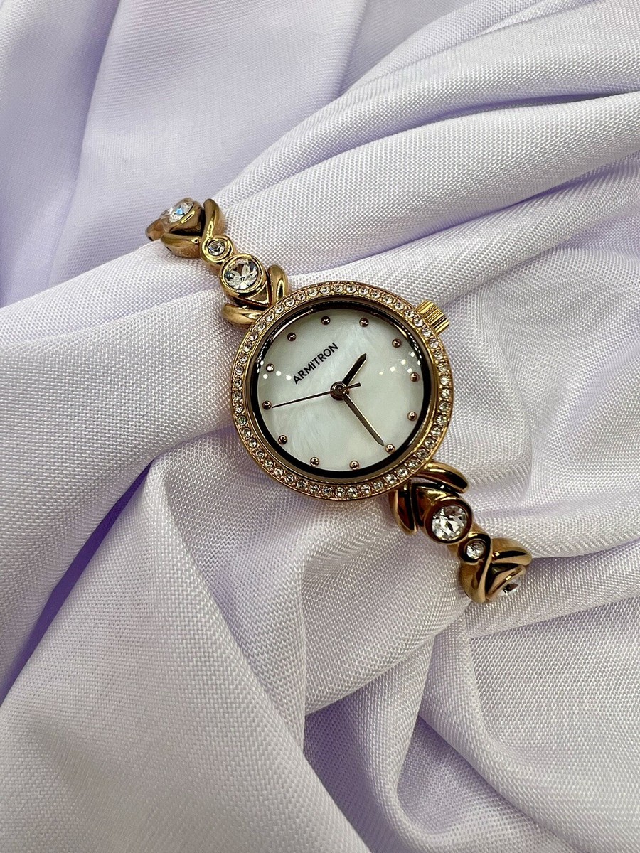 Armitron Analog Womens Watch Water Resistant 50m Rhinestones Date New‎ Battery Armitron Now Womens Watch Gold Tone Pave Bezel Band Bling  main image 2