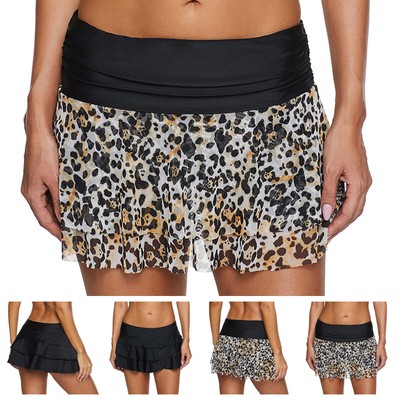 leopard swim skirt