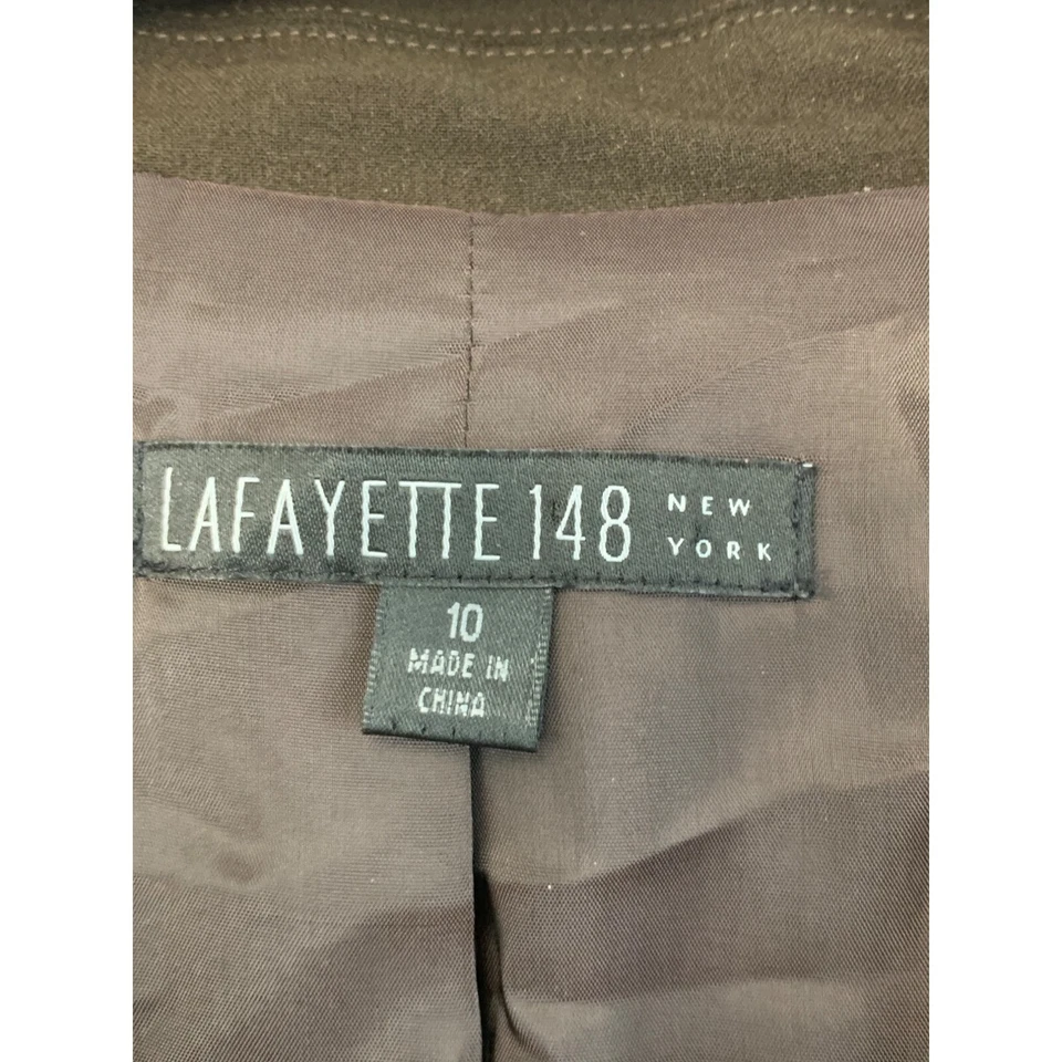 Conjunto de Blazer e Saia Feminina de Lã Lafayette 148 Tamanho 10/12 Marrom 7401 Excelente Estado Usado - Imagem 3 de 4