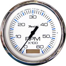 Faria F33832 Chesapeake White 0-6000 Rpm Tachometer With Hourmeter 4 Gas Tc9128