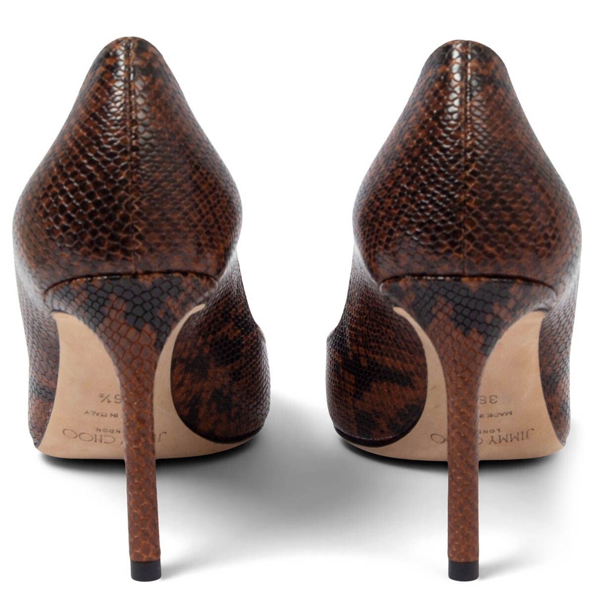 66730 auth JIMMY CHOO brown FAUX SNAKE ROMY 85 Pointed Toe 66730 auth JIMMY CHOO brown FAUX SNAKE ROMY 85 Pointed Toe
