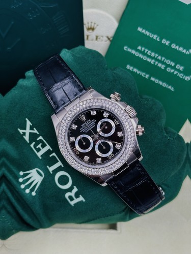 Rolex Daytona Cosmograph White Gold Factory Diamond Bezel & Di...