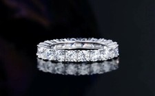 925 Solid Sterling Silver Round Cut 3MM Cubic Zirconia Wedding Band Ring