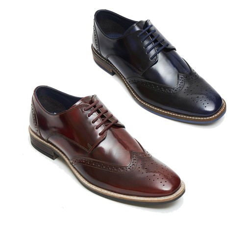 Men's Leather Brogue Shoes Lace Up 