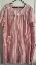 Croft And Barrow House Patio Dress Mumu Pink Striped Sleepwear With Zipper 3X.