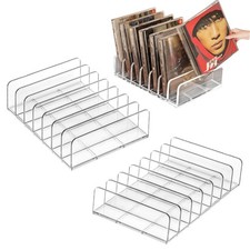 2PCS Acrylic CD Holder Clear DVD Storage Rack Record Display Stand Organizer