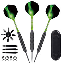 3Pc Steel Tip Darts Sets Aluminum Shafts Professional Competition Dart 23g Green