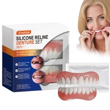 Xinshijie Soft Silicone Denture Liners - Comfortable Upper & Lower Set