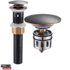 Vessel Sink Drain,Bathroom Pop-up Drain with Detachable Basket Stopper, Anti-...