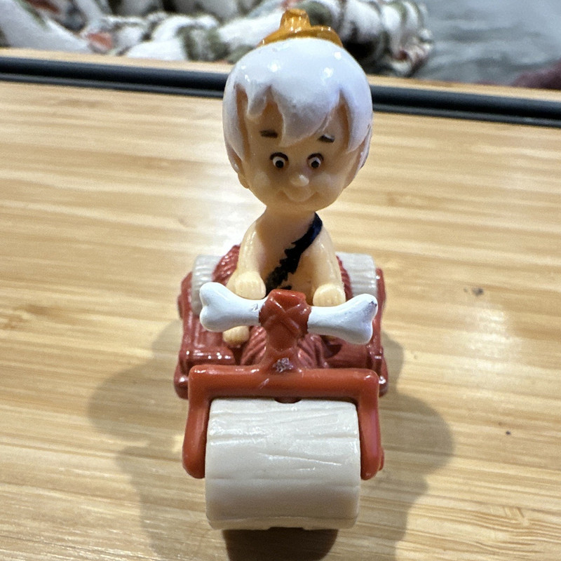 Sunland Bamm-Bamm Rubble The Flintstones Plastic Figurine Car Toy, 1990