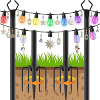 String Light Pole FüR Deck - 2 Pack 9.8FT 2.99M FüR AußEn HäNgenden Stahl String