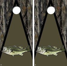 Largemouth Bass Camo Series Cornhole Board Decal Wrap FREE SQUEEGEE