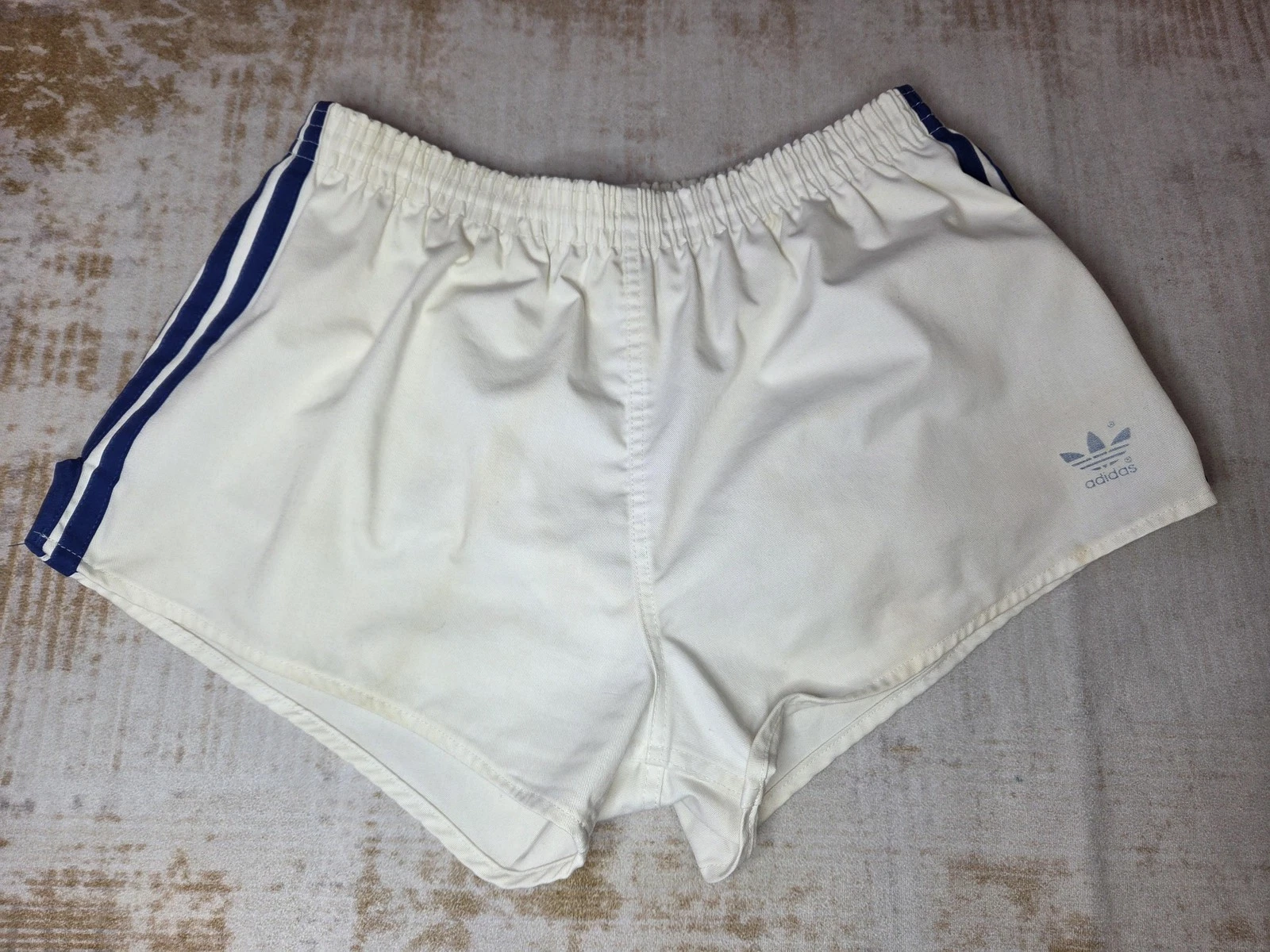 Vintage Adidas Shorts Mens XL White Trefoil Lined Running Track USA Genuine 70s