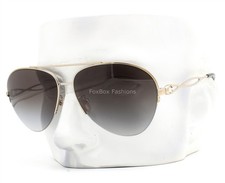 Coach Sunglasses Semi Rimless Pilot Shiny Light Gold HC 7124 90058G with Case