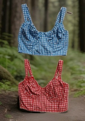   Colsie Women's Woven Red/Blue Gingham Corset Size XL SET OF 2 